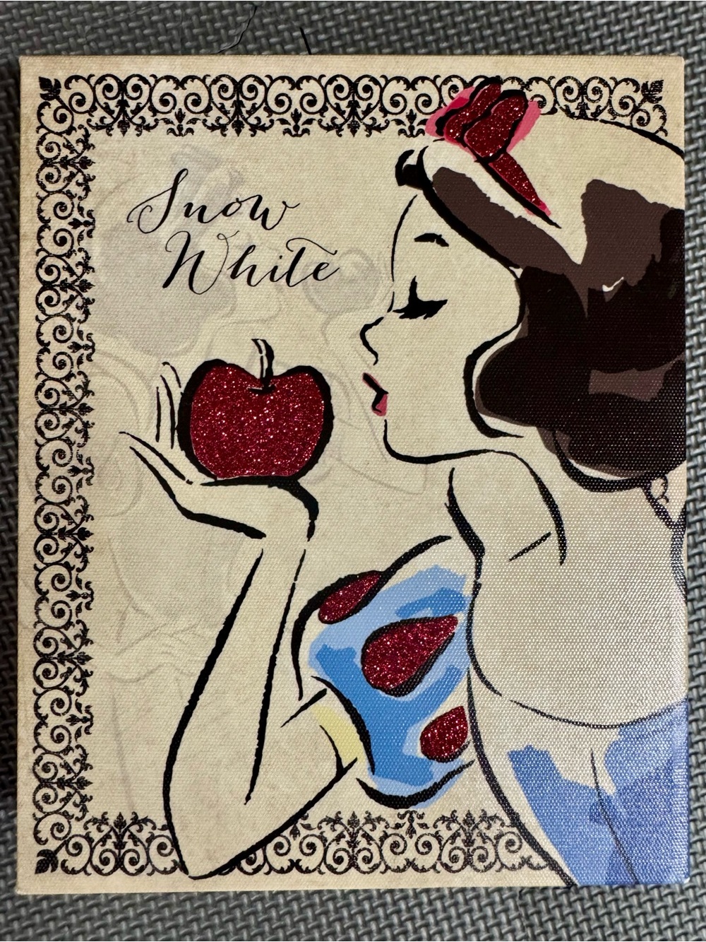 Snow White Glitter Canvas Art - Red & Blue